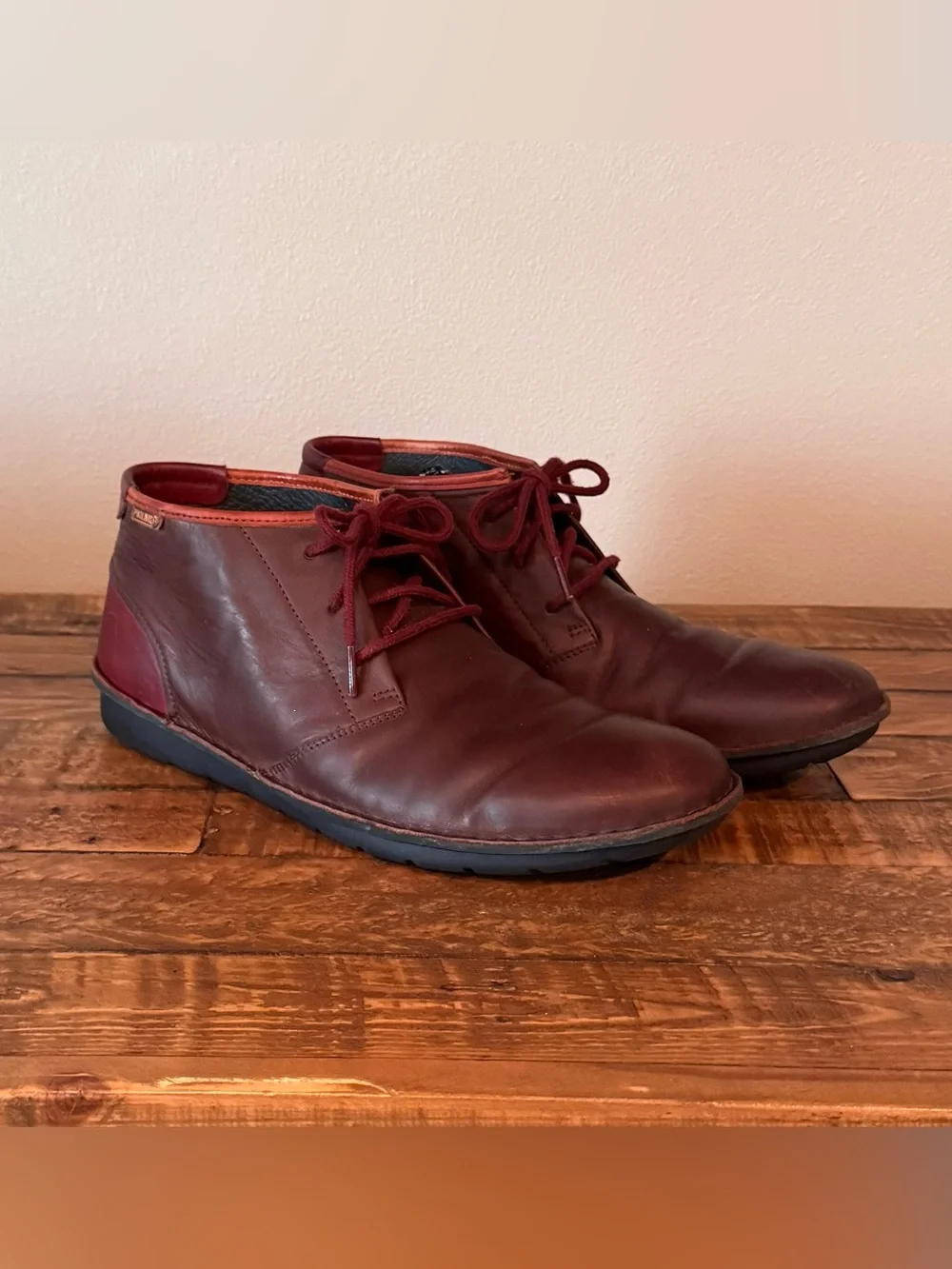 Pikolinos Santiago Men's Leather Chukka Boots Olmo Garnet Brown/Red EU 44 US 11